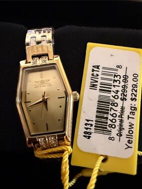 Invicta Gold and Silver Hexagonal Dial Bracelet Watch womens